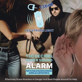 Personal Alarm for Women, 130 dB Reusable Loud Siren Song Emergency Security Alarm Keychain with Strobe LED Light, Small Personal Sound Safety Siren for Women, Men, Kids, Elderly