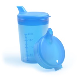 Horn Medical Sippy Cup with 2 Lids (Large and Small Opening) I Drinking Aid I 250 ml I Choice of Colours (Blue)
