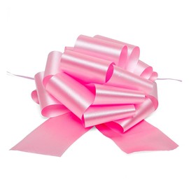 8" Large Pink Embossed Pull String Bows (1 Bow)