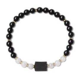 COAI Black Tourmaline and Natural Gemstones Women's Bracelet, Stone, stainless steel, Tourmaline Moonstone