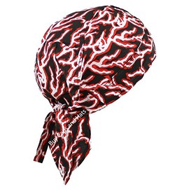 Buy Caps and Hats Do Rag Bandana Wrap Cotton Motorcycle Biker Skull Doo Cap Electrician (Red Lightning Bolt)