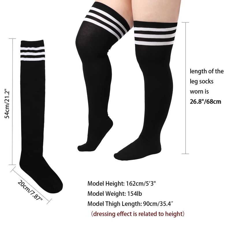 DRESHOW Women's Plus Size Knee High Socks Thigh High Socks