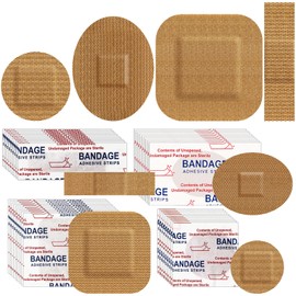 Geiserailie 200 Pcs Adhesive Small Spot Bandages Bulk Fabric Oval Flexible Adhesive Nose Face Bandages with Non Stick Pad Round Oval Square Strip for Skin Wound Care