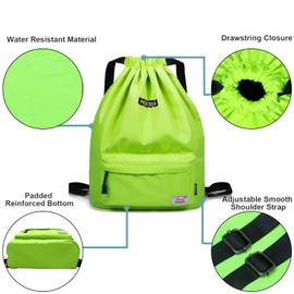 Peicees Bolsa deportiva impermeable con cordón, mochila ligera para hombres y mujeres (fluorescein)