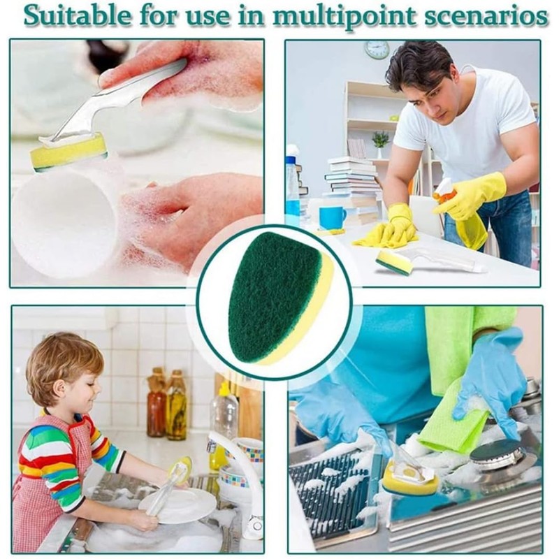 Dish Sponge with Handle 12Pcs/Set Scrub Cleaning Brush Heavy Duty