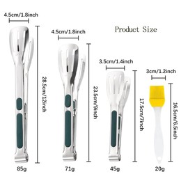 WEZCHUGHAOL BBQ 3-Piece Set Outdoor Salad Serving Buffet BBQ Portable Kitchen Cooking, Cooking Tongs, Kitchen Tongs - Stainless Steel Metal,