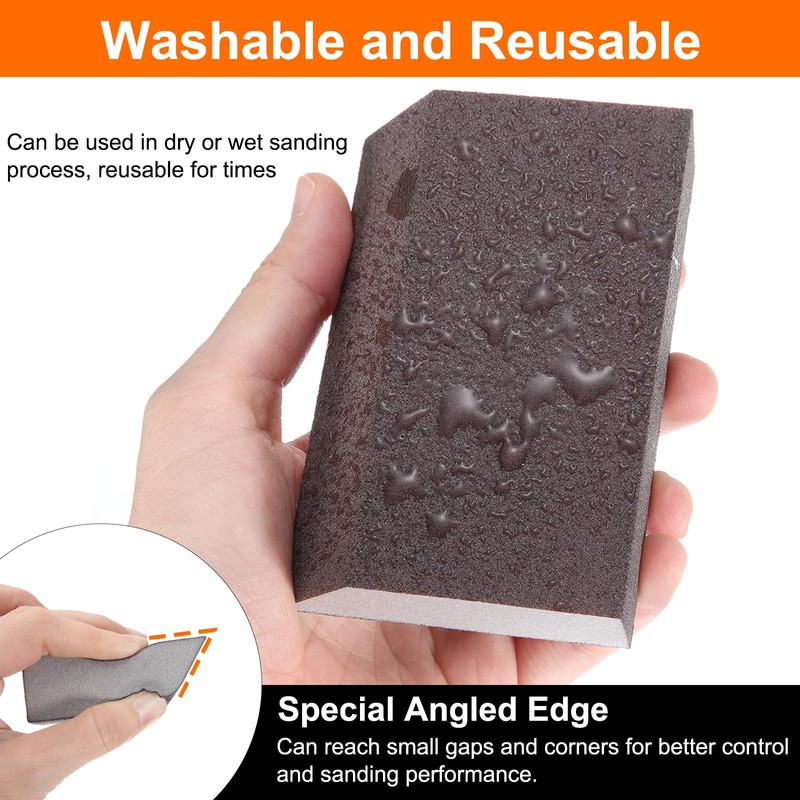 sourcing map 4pcs Sanding Sponge Blocks 120-180 Grit Sanding Sponge
