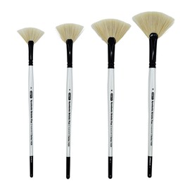 ZEM BRUSH White Synthetic Filament Fan Artist Brush Set 4 pcs | Acrylic and Oil