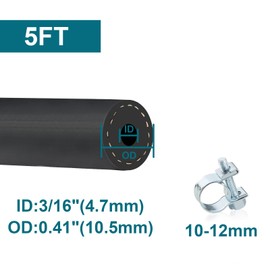 ZONBANG 3/16 Fuel Line, NBR Rubber 3/16 Fuel Hose Nylon Braided with Hose Clamps, Fuel Line Hose for Automotive Vehicles(5FT)