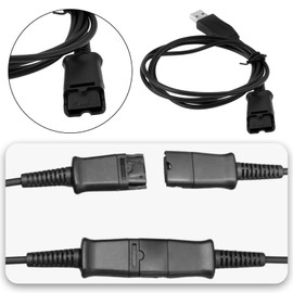 ECSiNG USB Adapter Connects Headset to PC. Compatible with Plantronics Quick Disconnect QD Wired Headset