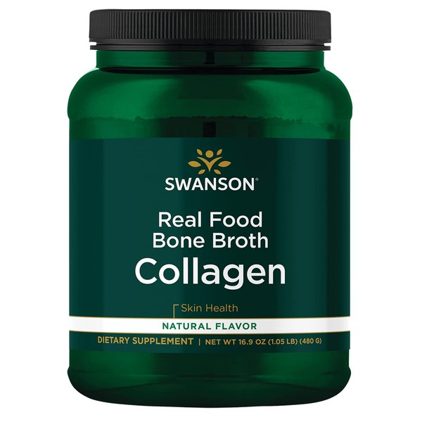 Swanson Real Food Bone Broth Collagen - Natural Flavor 16.9 oz Pwdr