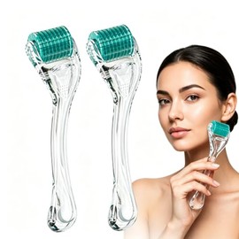 2 PCS Dermaroller 0.25 mm Titanio, Rodillo Facial para Barba y Cabello