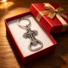 12 Pcs Portable Beer Bottle Opener Keychain, Cross Keychains With
