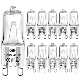 G9 Halogen Bulb 40 Watt 120 Volt Dimmable T4 JCD Type Bi-Pin Base for Chandeliers, Pendants, Cabinet Lights, Landscape Lights Replacement, Warm White (10 Pack)