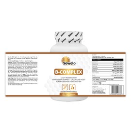 Sowelo Vitamins B-Complex Preparations, Nature Vitamin Complex, Improves Concentration and Mental Performance, 120 Tablets