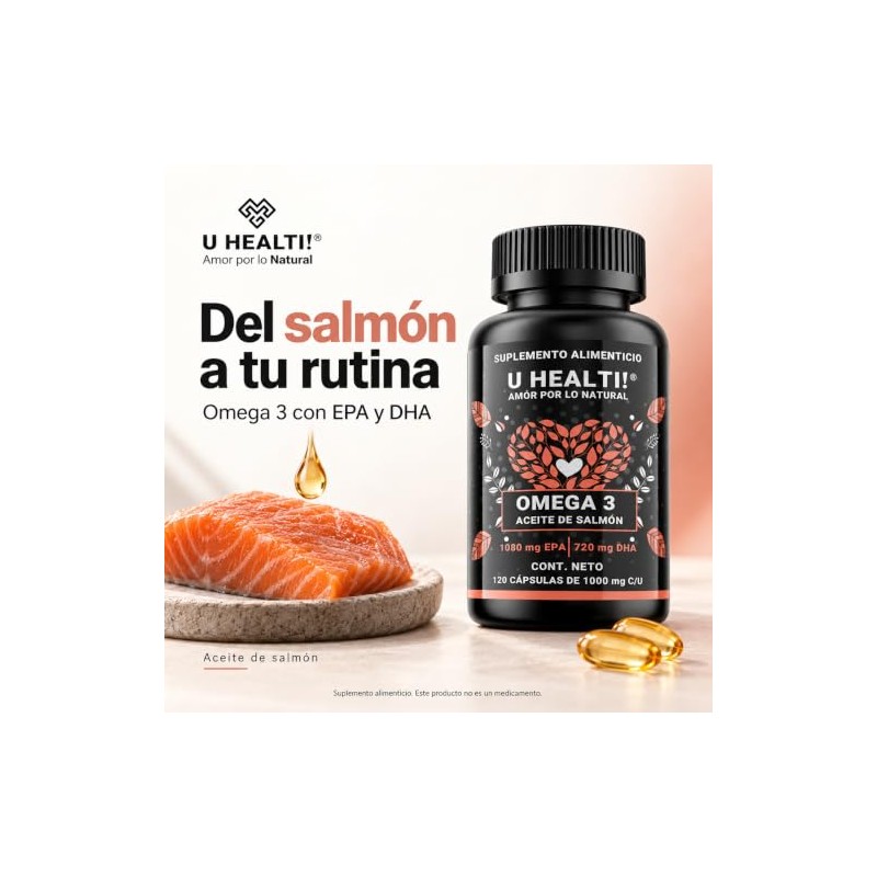 Omega 3 de Aceite de Salmón, 120 Cápsulas de 1000