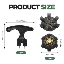 20PCS Golf Shoe Spikes, M6 Tooth Replacement Golf Shoe Studs with Shoe Nail Remover, Universal Golf Shoe Cleats with Metal Threading, Outdoor Anti-slip Cricket Shoe Cleats for More Stability & Comfort