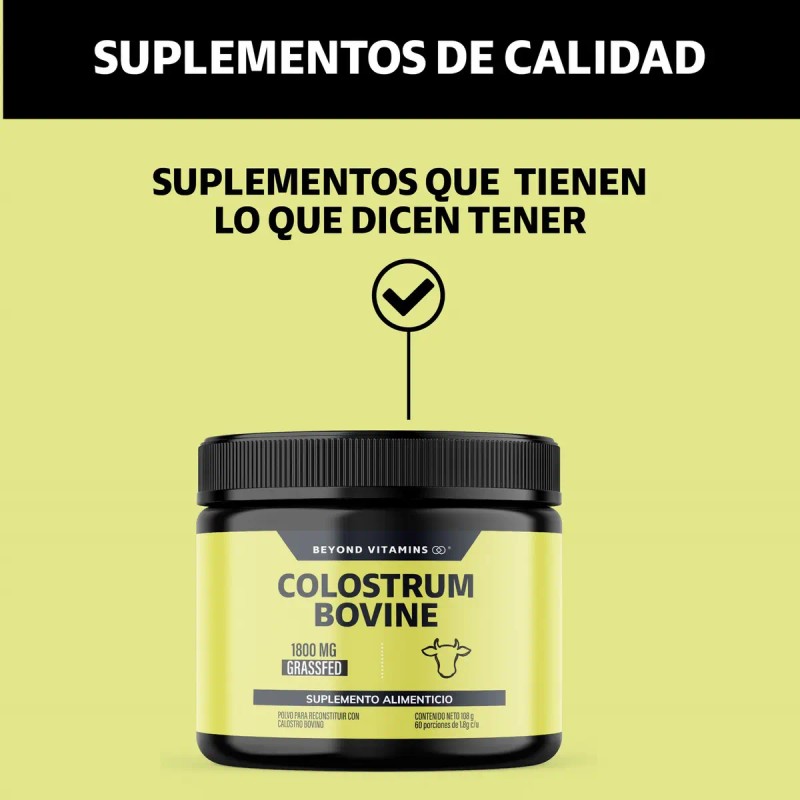 Beyond Vitamins Calostro Bovino Certificado Grass Fed Libre Pastoreo 1800
