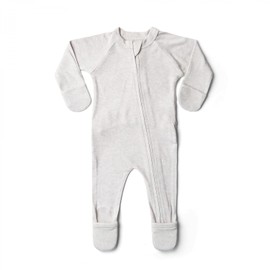 Goumi Bamboo Organic Cotton Sleep and Play Footie - 3-6m Storm Gray Footie