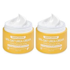 Grocerism 50% Urea Cream with Oat Extract Foot & Hand Cream, Hyaluronic Acid, Aloe Vera for Hydration, Callus Removal, for Cracked Heel - Specification: 2 Packs