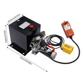 FiueStur Hydraulic Pump Unit for Dump Trailer 12 Volt DC Double Acting 8 Quart Steel Reservoir - Dump Trailer Electric Hydraulic Power Pack with Remote Controller