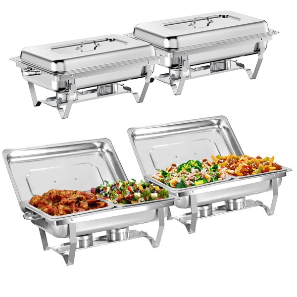 WYUEEEE Chafing Dish Buffet Set, 4 Pack 8 QT Stainless