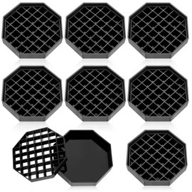 Suclain 8 Pcs 6 Inch Coffee Drip Tray Black Plastic Octagon Coffee Countertop Drip Coaster with Honeycomb Grid for Drink Tea Wine Beverage Dispenser