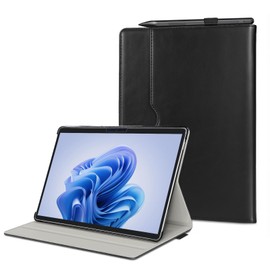 SSS·GRGB Case for Surface Pro 11/10/9/8, 13 Inch PU Leather Protective Cover with Honeycomb Cooling, Multi-Angle Stand, Stylus Holder, Front Pocket & Hand Strap, Durable Business for Tablet (Black)