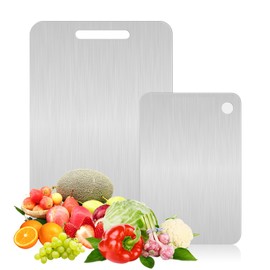Titanium Chopping Board, Pack of 2, Titanium Cutting Board, Easy to Clean, Double-Sided Chopping Board, Stainless Steel Chopping Board, Titanium Chopping