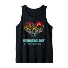 Dermatology Technician Heart Funny Vintage Derm Tech Tank Top