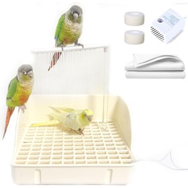 Automatic Parakeet Bird Bath with Pump, Large Bird Shower Fountain Indoor Bathtub with Running Water, Parrot Bath Tub Faucet for Pet Birds, African Grey, Cockatiel, Conure, Budgie, Lovebird (White)