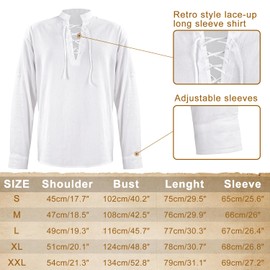 Renaissance Costume men Medieval Costume Men Viking Costume set Halloween mens Renaissance Costume Accessories, White, Large