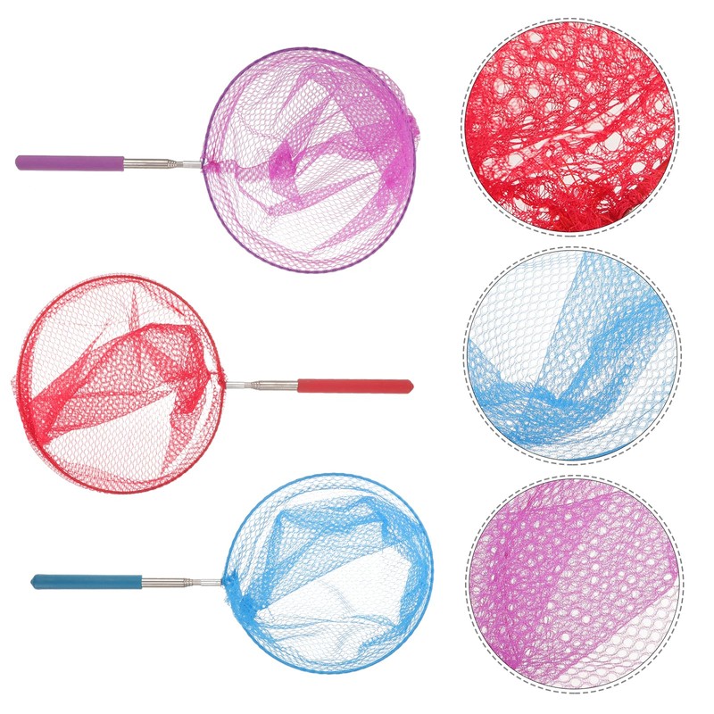 jojofuny 3pcs Kids Fishing Nets Retractable Mesh Butterfly Net with