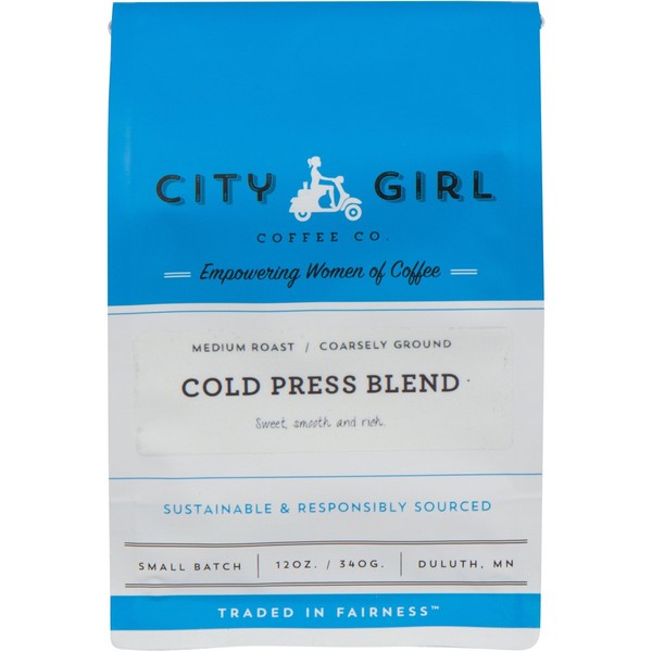 Cold Press Coffee Blend, Coarse Grind for Cold Brew, Medium Roast, Freshly Ground, 12 oz Resealable Bag