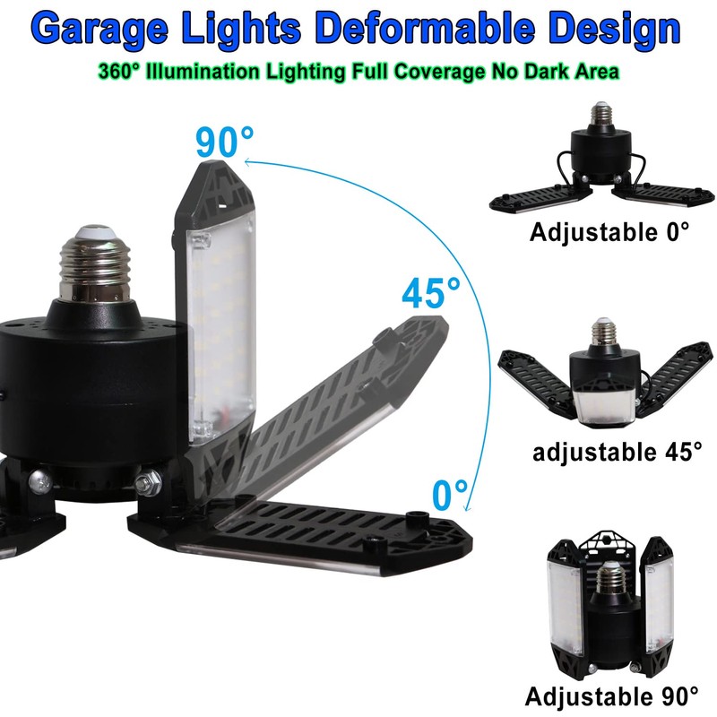 LED Garage Light, 80W 8000 Lumen Ceiling Lights with 3