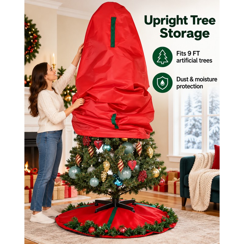 Red Upright Christmas Tree Storage Bag for Artificial Trees –