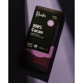 Raaka Chocolate 100% Cacao, Sugar Free Dark Chocolate | Gourmet Dark Chocolate Gift | Organic, Vegan, Fair Trade, Soy Free, Non GMO, Gluten Free, Kosher, Keto, Paleo | 1.8oz Bars, 12-Pack