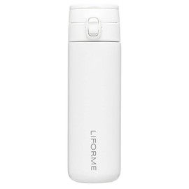 Liforme Portable Water Bottle, Leakproof Screw Cap, Lightweight, Eco-Friendly, Hot/Cold Vacuum Insulation, Sweat-free Double Wall Design, BPA Free, 380ml - White
