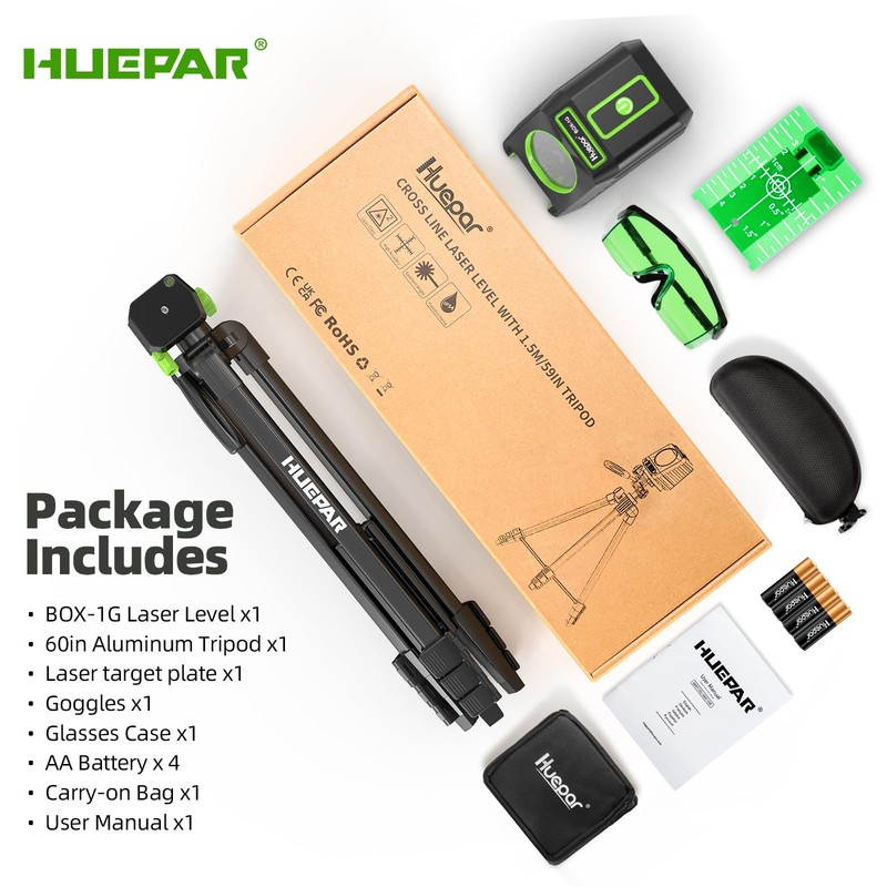 Laser Level with Tripod, Huepar 150Ft Lazer Leveler for Outdoor
