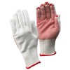 Fine Knitted Gloves White Size 9 with PVC Nubs, Red,