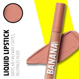 Banana Beauty Semi Matte Me Halfway Liquid Lipstick with 10 Hours Hold - Lipstick for Full Lips - Protection Against Drying Out & Intense Volume - Matte Lipstick with Neutral Nude