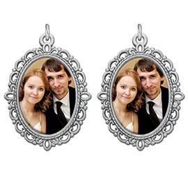 Wedding Bridal Bouquet Photo Charm Pack of 2 DIY Memorial Portrait Charms Bride's Flowers Accessories for Walking Down the Aisle