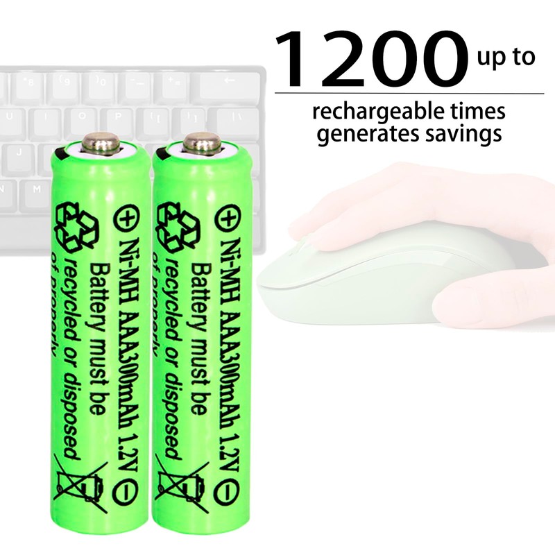 1.2 Volt AAA Size 300mAh Ni-MH Rechargeable Batteries Triple A