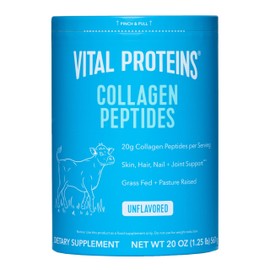 Vital Proteins Grass Fed Collagen Peptides Powder, Supports Hair, Skin, Nails, Bones, and Joints Health, Hydrolyzed Peptides - Zero Sugar, Unflavored, 20oz