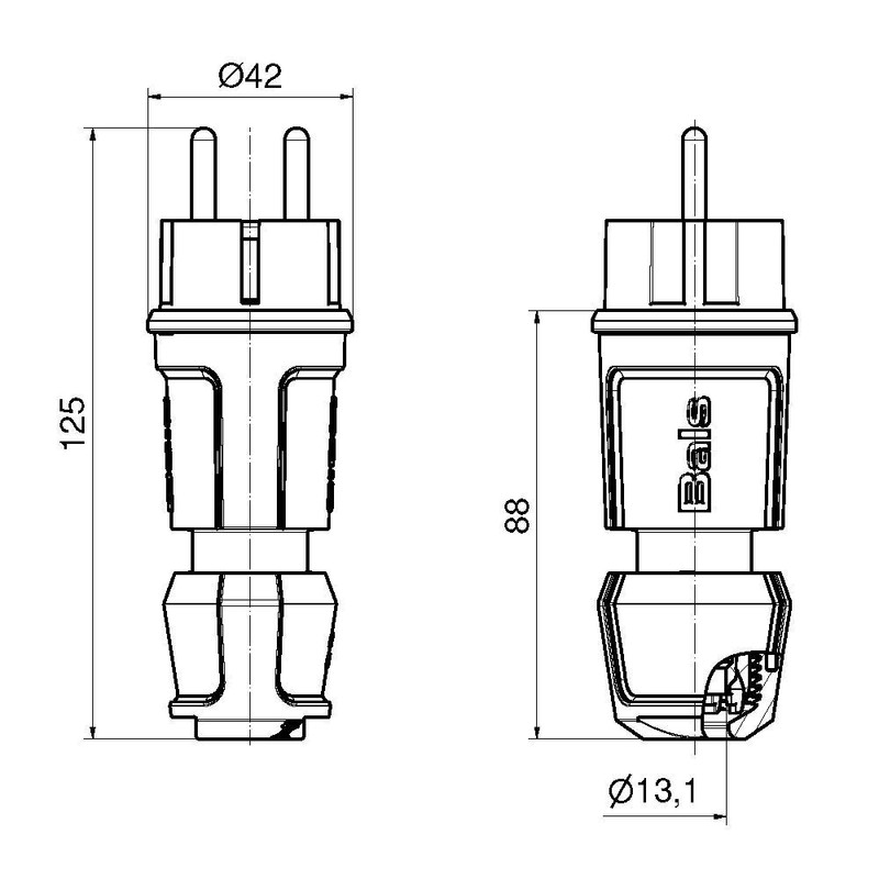 Bals Protective contact plug, blue, 7370 with multi-grip screw connection