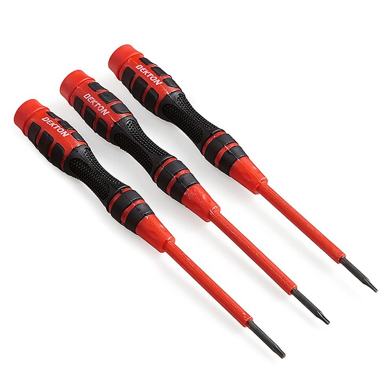 DEKTON 3PC Torx Screwdriver Set T5, T6, T7 Star Head,
