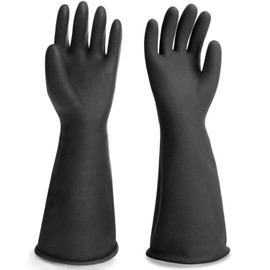 ENPOINT Extra Large Chemical Resistant Gloves, 18" Long Black Waterproof Alkali/Acid/Oil Resistant Reusable Heavy Duty Rubber Gloves for Cleaning, Dishwashing, Gardening