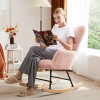 DUMOS Comfy Teddy Fabric Rocking Chair,Glider Ergonomic Modern Accent Reading