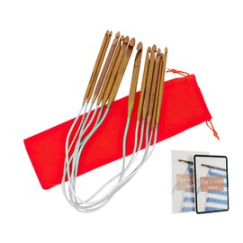 KnitPal 16-inch (40 cm) Circular Crochet Hooks Double Ended Tunisian Crochet Hooks Set with Cable for Afghan Crocheting in The Round - 7 US Sizes: D/3mm,E/3.5mm,F/3.75mm,G/4mm,7/4.5mm,H/5mm,I/5.5mm