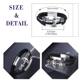 Feilok Anchor Men's Leather Bracelet Anchor Bracelet Premium Leather Bracelet for Men with Magnetic Closure, Leather